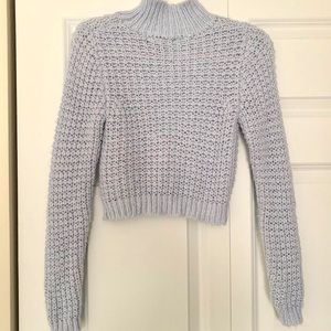 Light Blue Crochet Long Sleeve Top Size S